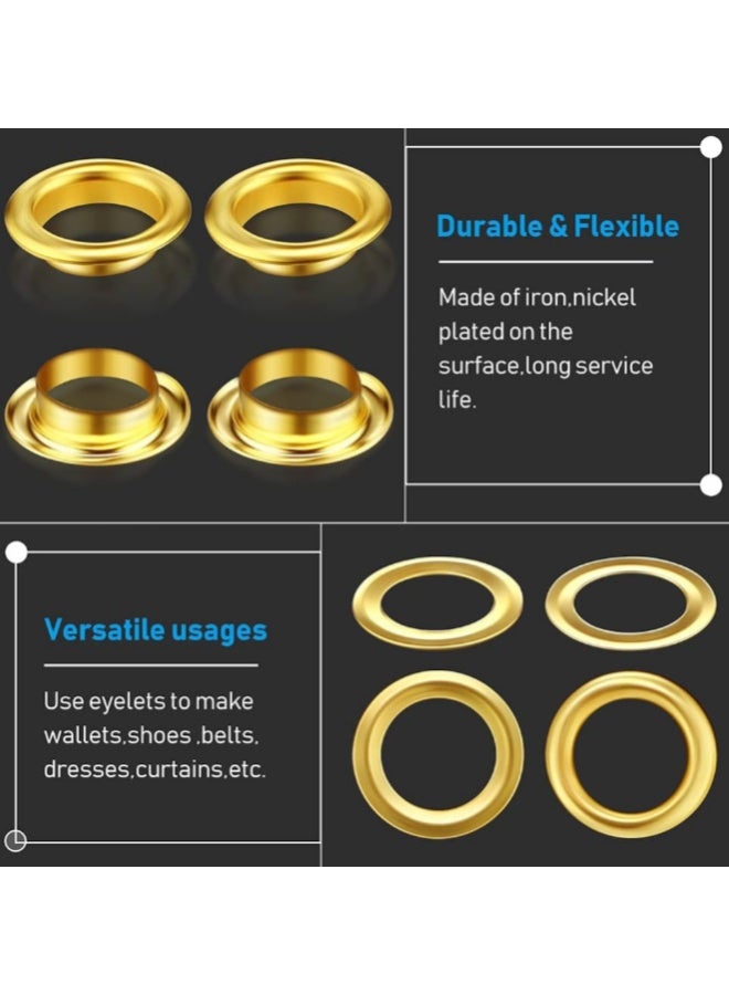 حلقات تخريم  معدنية ذهبية , 100 حبة(50قاعدة +50غطاء) , مقاس 12 مم , - Image 3