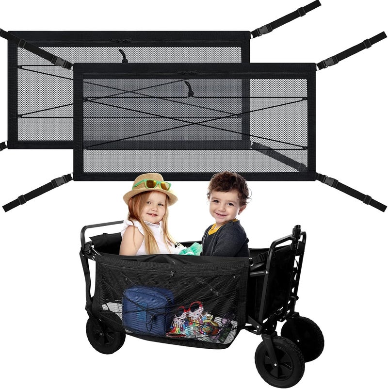 Woanger 2 Pcs Wagon Cargo Net for Stroller 1378 x 2756 Inch Heavy Duty Stretchable Foldable Cargo Net for Extra Storage Space Large Storage Capacity Net Wagon AccessoriesModern Style - Image 1