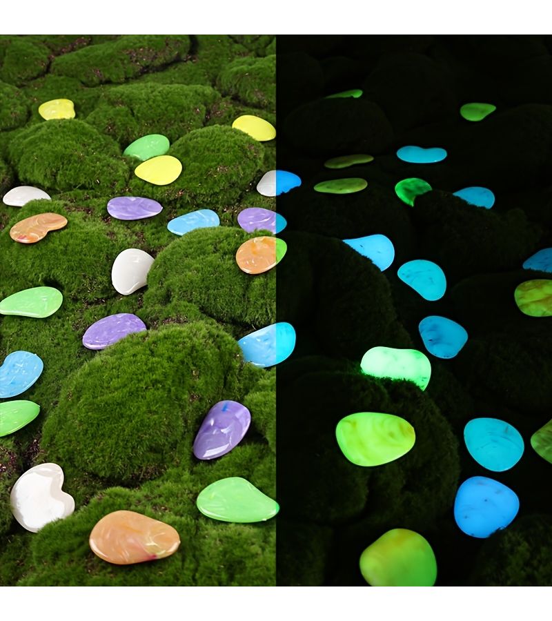 12 Pcs Green Glow In The Dark Pebble Stones Resin Material Random Patterns For Pool Party DIY Graduation Decor Wedding Decor Bottle Filler No Power Required - Image 4