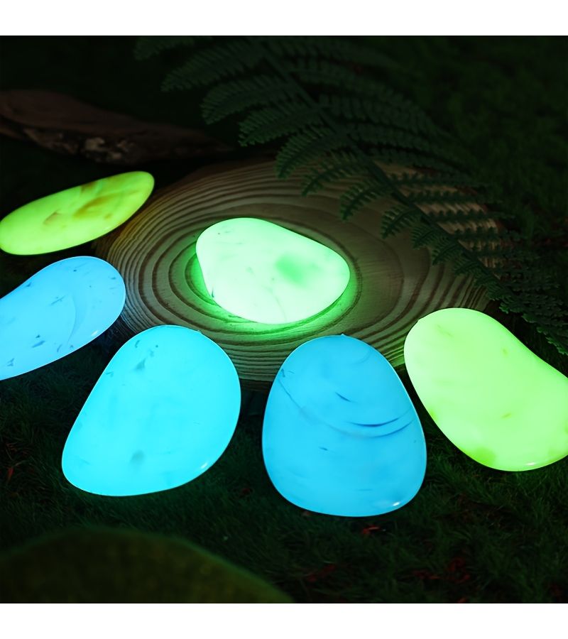 12 Pcs Green Glow In The Dark Pebble Stones Resin Material Random Patterns For Pool Party DIY Graduation Decor Wedding Decor Bottle Filler No Power Required - Image 5