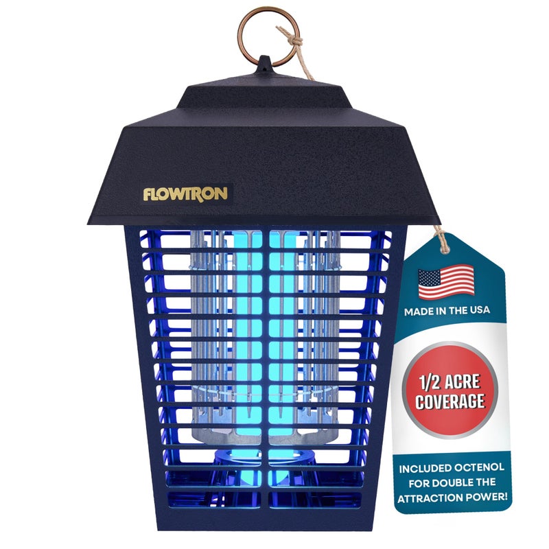 Flowtron Electric Bug Zapper 1/2 Acre Outdoor Insect Control with Dual Lure Method, 15W UV Light & Octenol Attractant for Fly & Mosquito, 5600V Kill Grid, Made in USA, UL Certified - Image 1