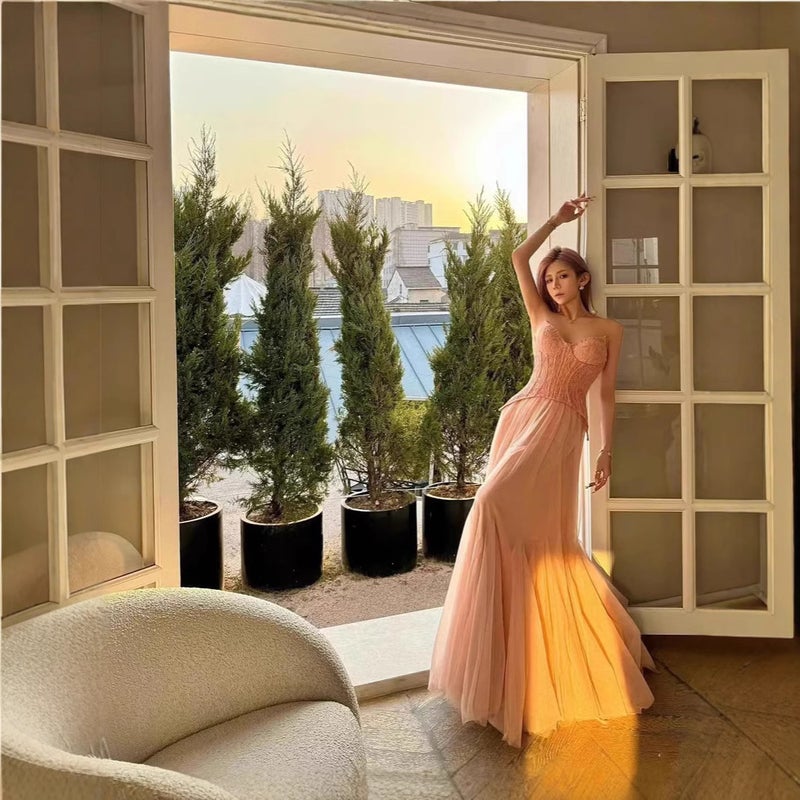 Women's Strapless Pleated Maxi Dress - Image 4