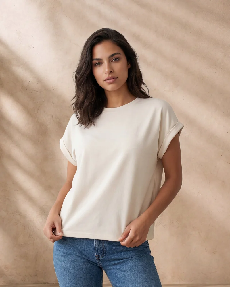 Redtag Women White Plain Casual T-Shirt