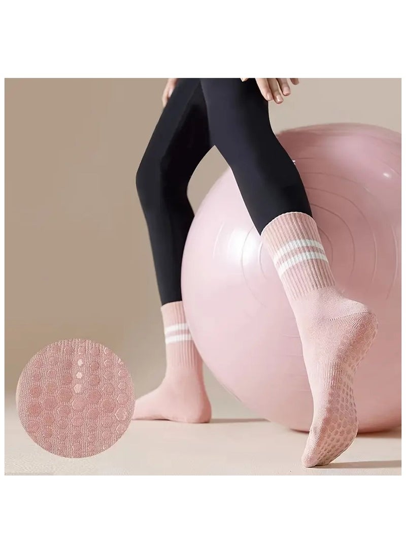 3 Pairs Pilates Socks with Grips for Women, Yoga Barre Socks, Non-Slip Socks for Workout Athletic Socks - Image 3