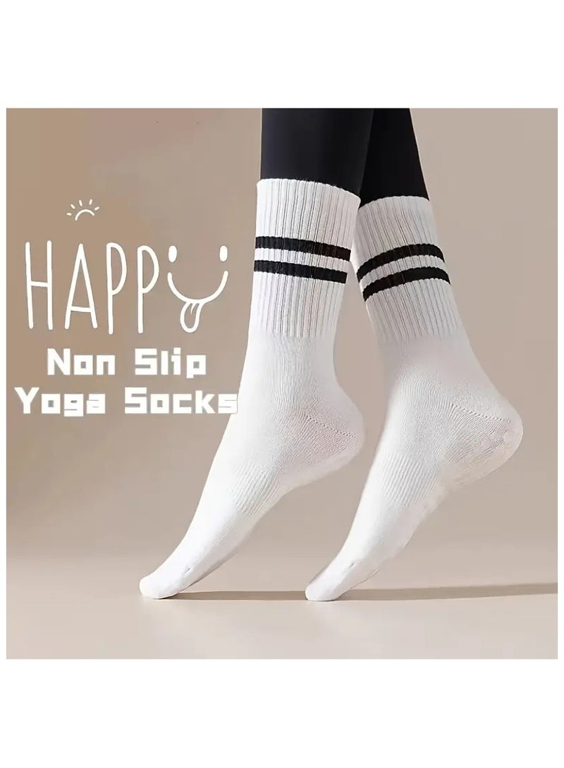 3 Pairs Pilates Socks with Grips for Women, Yoga Barre Socks, Non-Slip Socks for Workout Athletic Socks - Image 2