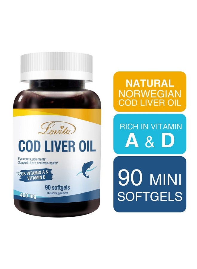 Lovita Cod Liver Oil 400 Mg Omega 3 With Vitamin A & Vitamin D3 Norwegian Cod Liver Oil Rich In Epa And Dha Heart & Brain Health 90 Softgels (1 Month Supply) - Image 3
