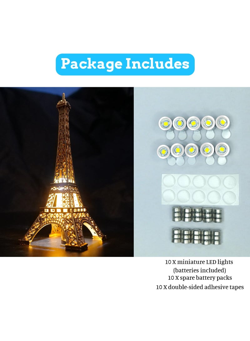 مصابيح LED صغيرة، 10 مصابيح صغيرة تعمل بالبطارية بتقنية SMD، مثالية للأعمال اليدوية والديكورات الإبداعية. مناسبة للمجسمات المصغرة، والعروض، والمشاريع المخصصة (إضاءة بيضاء دافئة). - Image 4