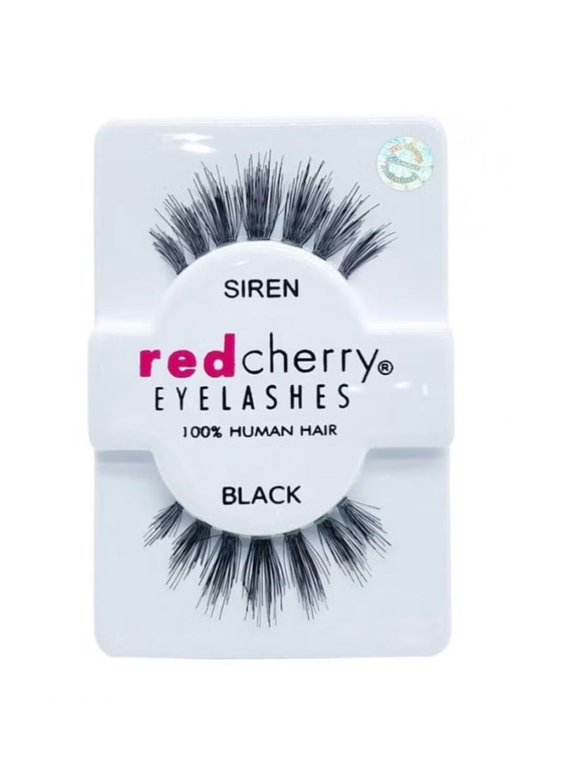 SIREN redcherry EYELASHES 100% HUMAN HAIR BLACK