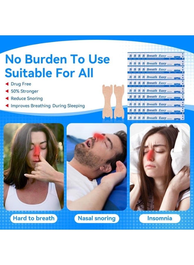 Bluejw 【50 قطعة】لصقات الأنف للشخير، لصقات أنف مضادة للشخير للنوم - لصقات تنفس أنف قوية إضافية لإيقاف الشخير، تنفس بشكل صحيح وتحسين جودة النوم - Image 4