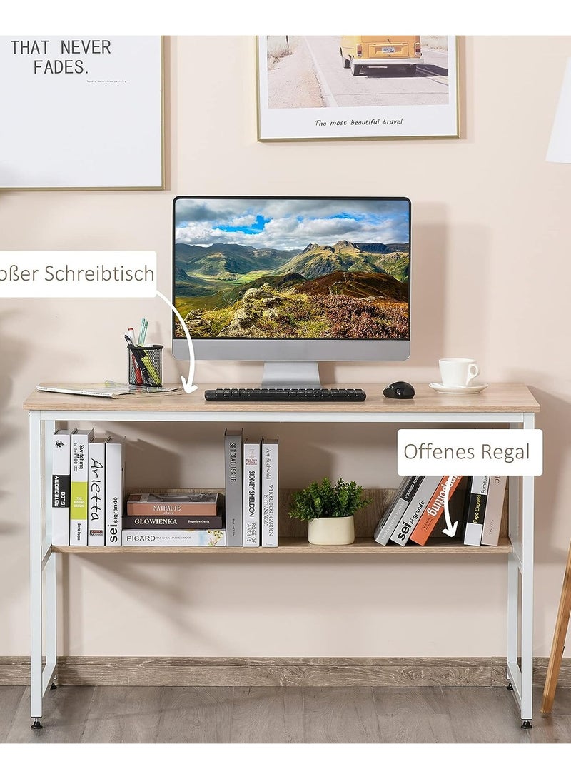 120*60 cm desk with lower shelf - white in beige - Image 1