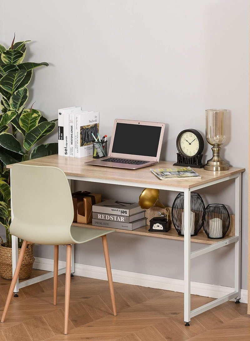 120*60 cm desk with lower shelf - white in beige - Image 2
