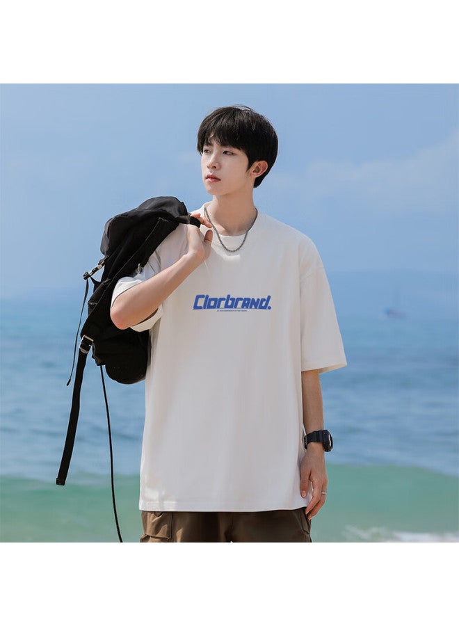 Clor Men's Summer Cotton Casual T-shirt Breathable Thin Loose Fit Women's Bottoming Shirt Fashionable C007 White XL - Image 5