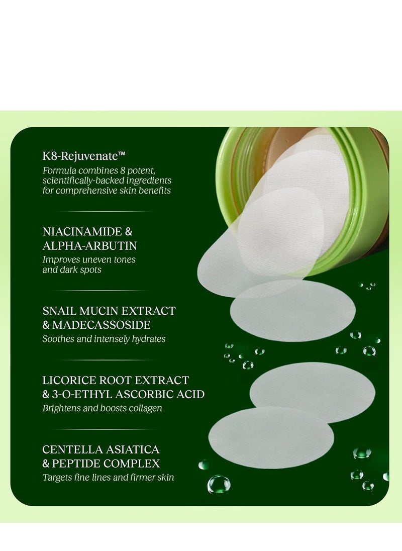 Jiyu - Jiyu Korean Skincare Anti-Aging, Dark Spot & Wrinkle Minimizing Toner Pads - Hydrating with Snail Mucin, Centella Asiatica, Niacinamide, Peptides - for Acne Marks & Hyperpigmentation - 100 Count - Image 1