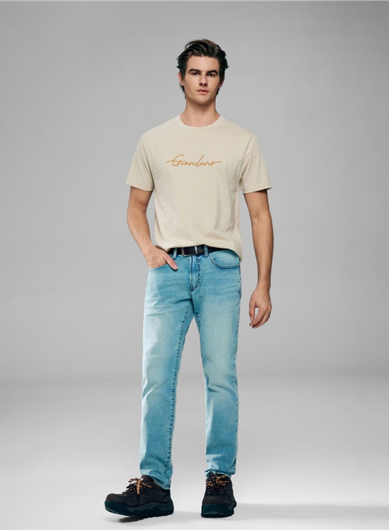 GIORDANO تي شيرت قطن بتصميم مميز للرجال بقصة ضيقة - Image 2