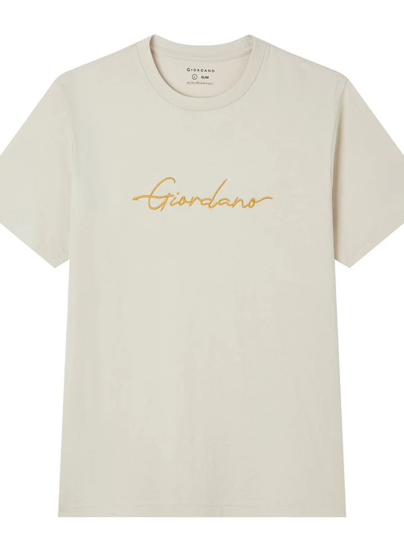 GIORDANO  Men’s Slim Fit Cotton Signature Print Tee for Men | Best Price UAE