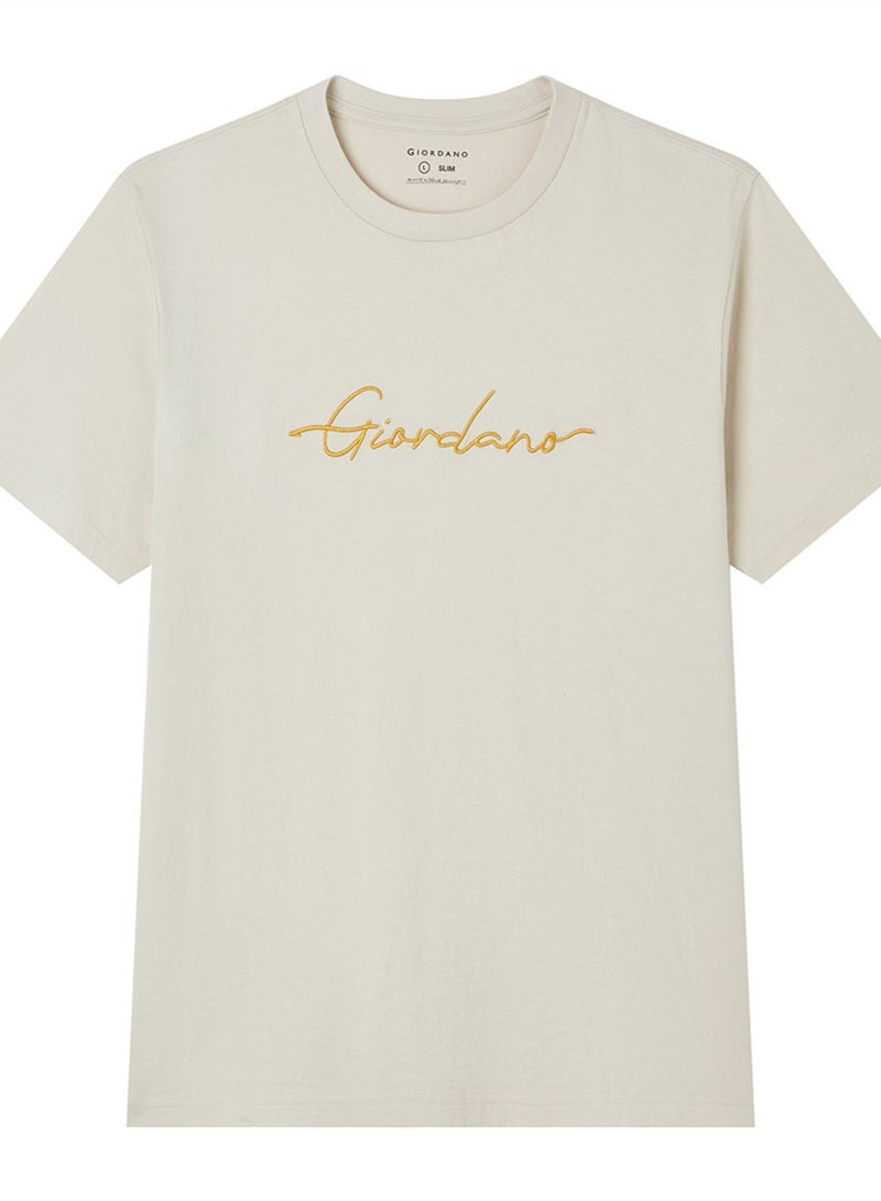 GIORDANO تي شيرت قطن بتصميم مميز للرجال بقصة ضيقة - Image 3