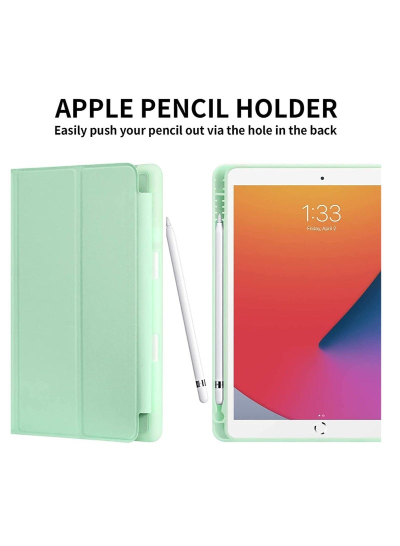 راكسوم حافظة iPad من الجيل التاسع/الثامن/السابع (2021/2020/2019) حافظة iPad مقاس 10.2 بوصة مع حامل قلم رصاص [وضع السكون/التنشيط] أغطية حماية ذكية بحامل مغناطيسي خلفي ناعم من مادة TPU (أخضر) - Image 3