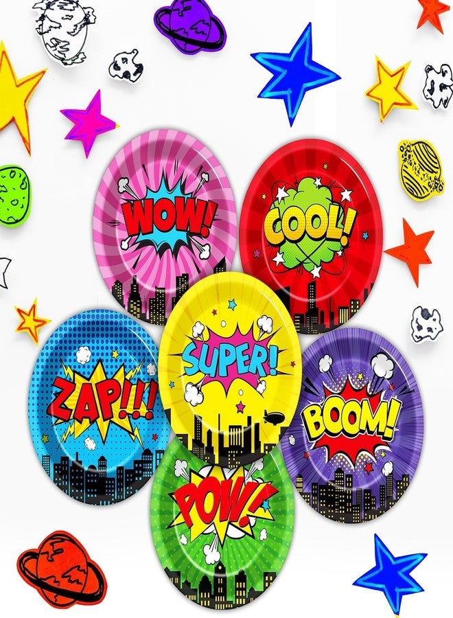 CHUNNIN 60 Pcs Super Theme Hero Party Plates for Birthday Party Decorations 9in Super Theme Hero Paper Plates Disposable Colorful Paper Plate for Kids Home Birthday Event Supplies - Image 4