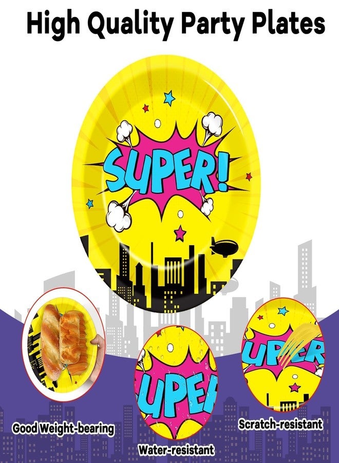 CHUNNIN 60 Pcs Super Theme Hero Party Plates for Birthday Party Decorations 9in Super Theme Hero Paper Plates Disposable Colorful Paper Plate for Kids Home Birthday Event Supplies - Image 2