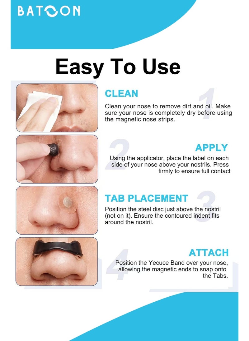 Batoon Nose strips for enhanced airflow (40pieces）- Nose magnets for breathing, snoring relief and improved sleep - Advanced nasal support for improved breathing, comfortable, skin-friendly and sweat-proof  - Image 3
