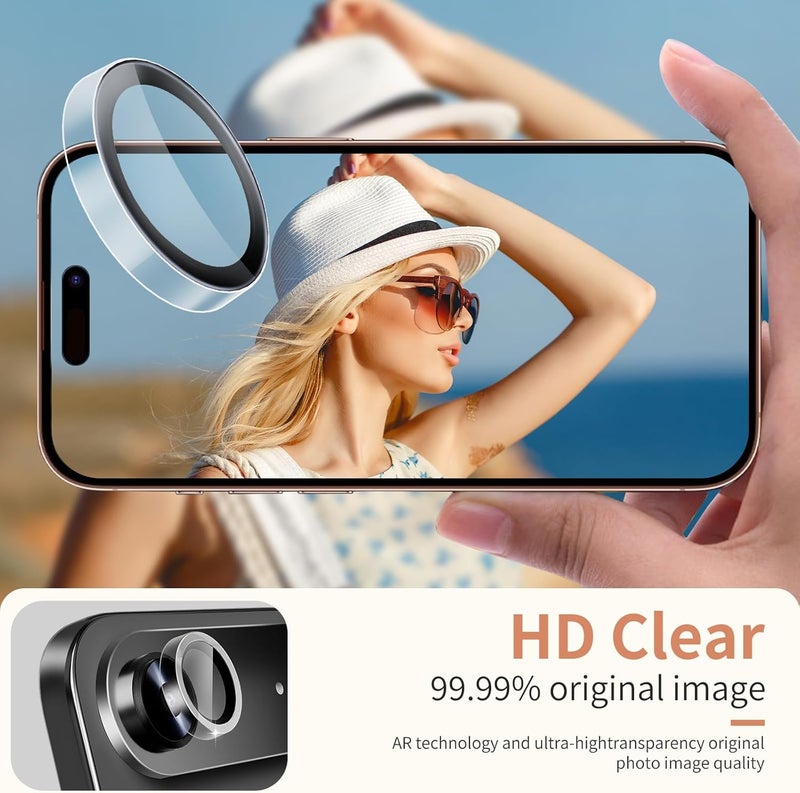 KEKBOXQ 2 Pack Camera Lens Protector for iPhone 17 Air,iPhone Air Tempered Glass Lens Screen Protector Camera Cover Metal Individual Ring for 17 Air 5G 2025,Clear - Image 2