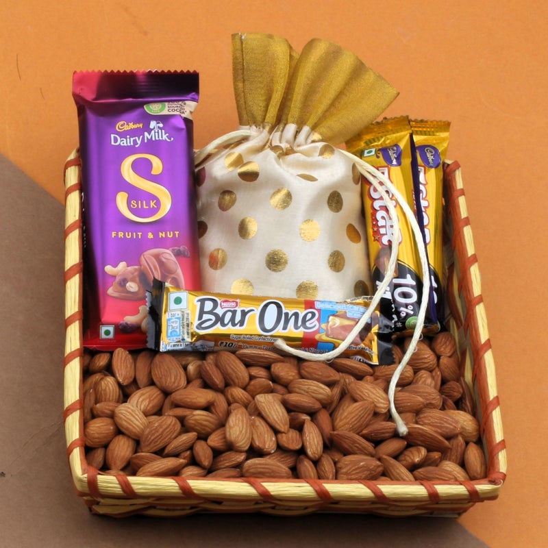 SFU E Com Nutty Chocolate With Almond and Decorative Potli | Ideal for Rakhi, Diwali and Festive Gifting | 317 - Image 1