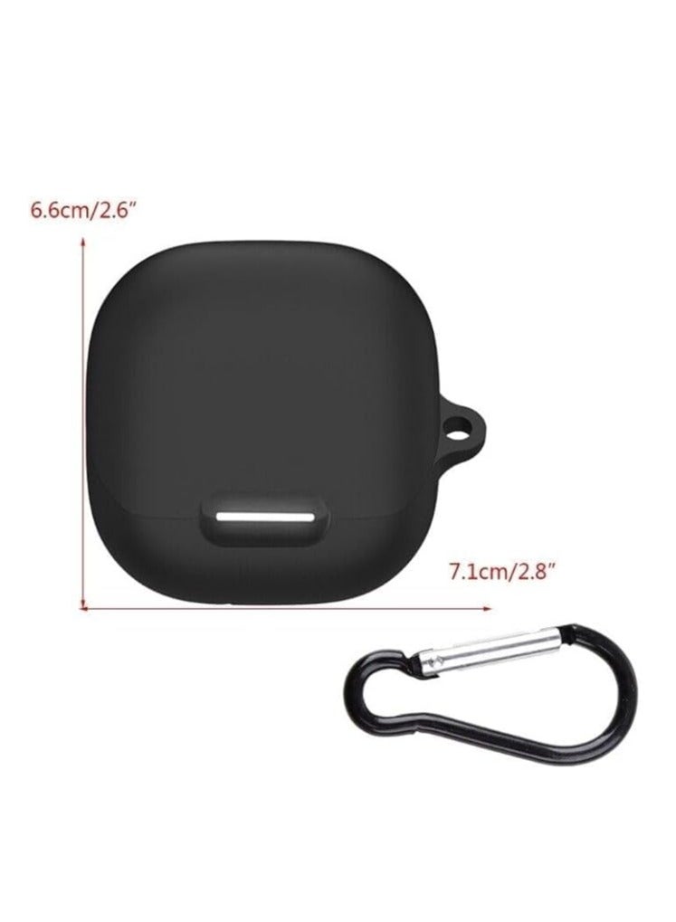 Silicone Case for Anker Soundcore Liberty 4 NC, Protective Cover with Carabiner (Black) - Image 2