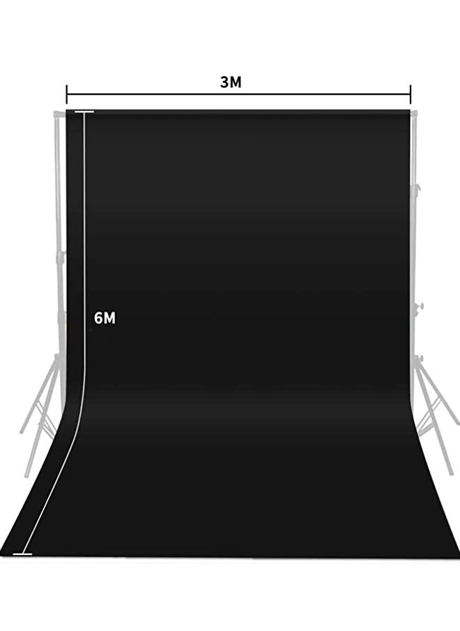 PADOM - Padom 10X20 ft(3X6M) خلفية تصوير سوداء بلون خالص، استوديو للصور، شاشة عالية الكثافة قابلة للطي لتصوير الفيديو والتلفزيون، تصنيع عاكس غير لامع - Image 1