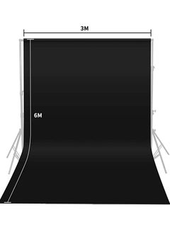 PADOM Padom 10X20 ft(3X6M) Black Photography Backdrop Solid Color Background,Photo Studio,Collapsible High Density Screen for Video Photography and Television, Non-Gloss Reflective Fabrication  - Image 1