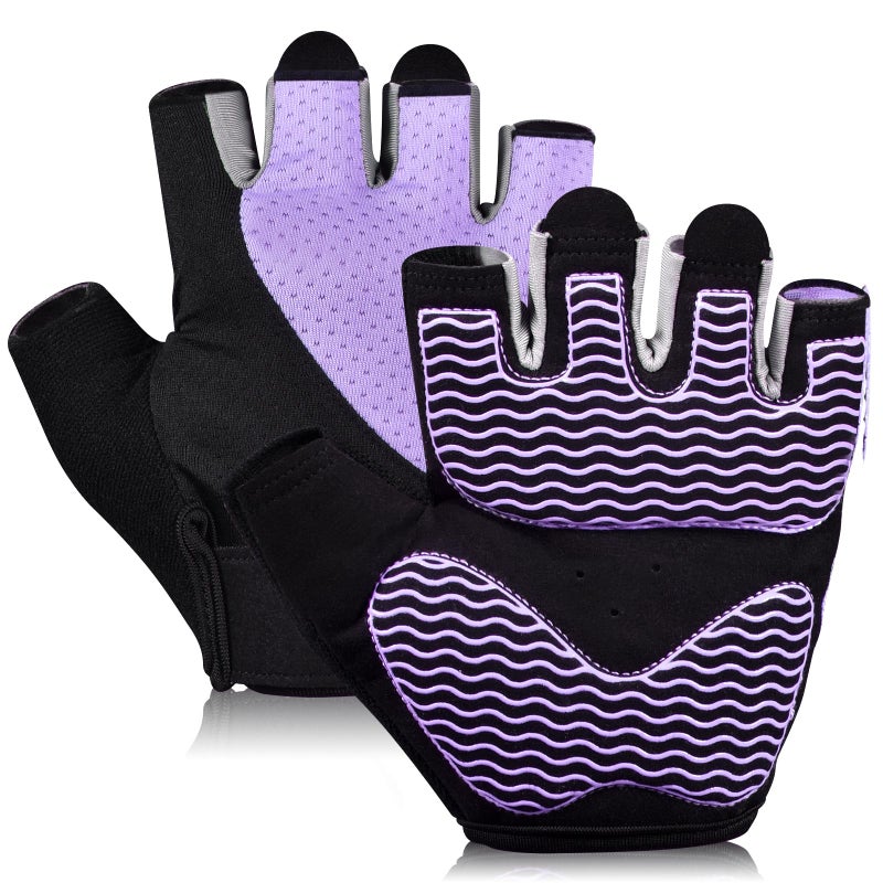 sunnex Workout Gloves for Women - Breathable Weight Lifting Gloves with Non-Slip Silicone Padding, Fingerless Gym Gloves for Cycling, Rowing, Pull Ups & Training (4 Sizes) - Image 1