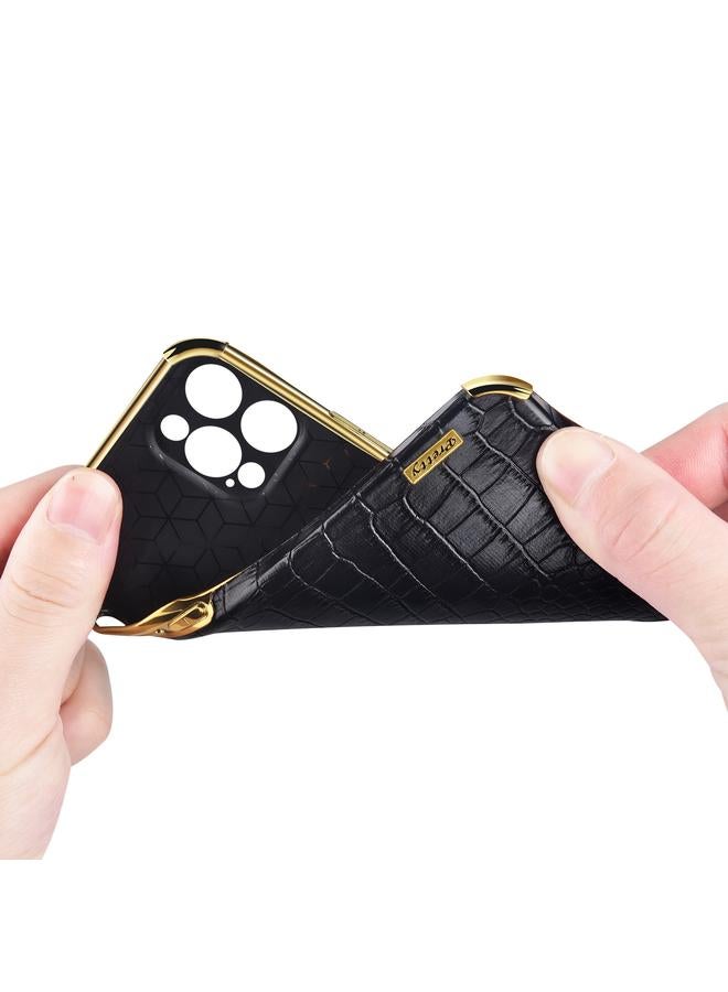 اس-توب جراب لهاتف Realme C33 بتصميم جلد التمساح 6D مطلي بالكهرباء مع حامل - Image 5