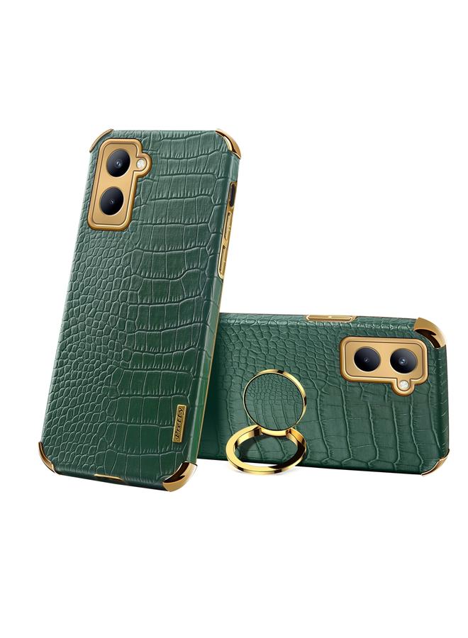 اس-توب جراب لهاتف Realme C33 بتصميم جلد التمساح 6D مطلي بالكهرباء مع حامل - Image 1