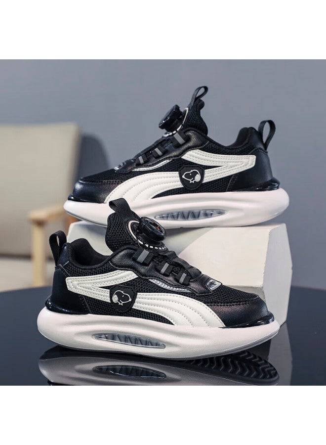 Snoopysnoopy Kids Sneakers Boys Girls Children Soft Bottom Shock Absorption Big Kids Rotary Running Shoes 0095 Black Size 31 - Image 1