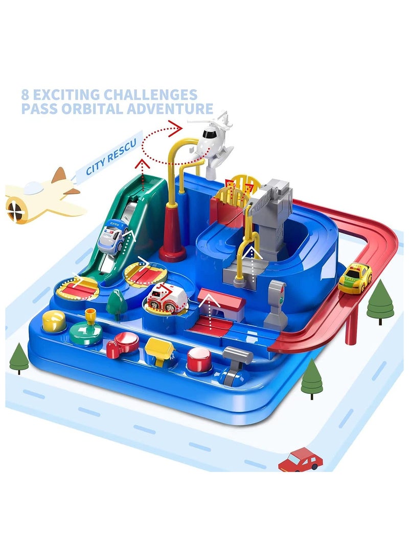 ORiTi ORiTi  Race Track Toys for Boy Car Adventure Toy Puzzle Rail Car, City Rescue Playsets Magnet Toys 3 Mini Cars  - Image 2