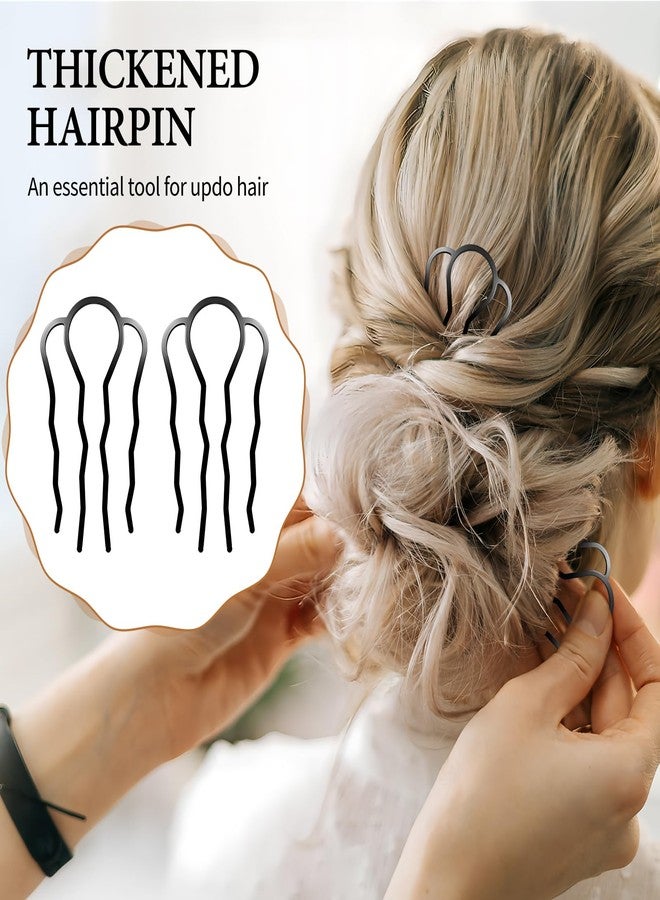 SMLBJUTE Metal Hair Side Combs Set, Hair Fork Clip Hair Pins for Buns U Shape Hair Combs for Vintage Hairstyle Women Hair Styling Tool (8 Pcs Black) - Image 3