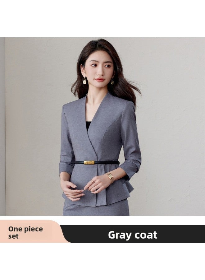 Collarless Suit Suit Women's Spring And Autumn Beauty Salon Jewelry Shop Lobby Hotel Reception Professional Work Clothes 
