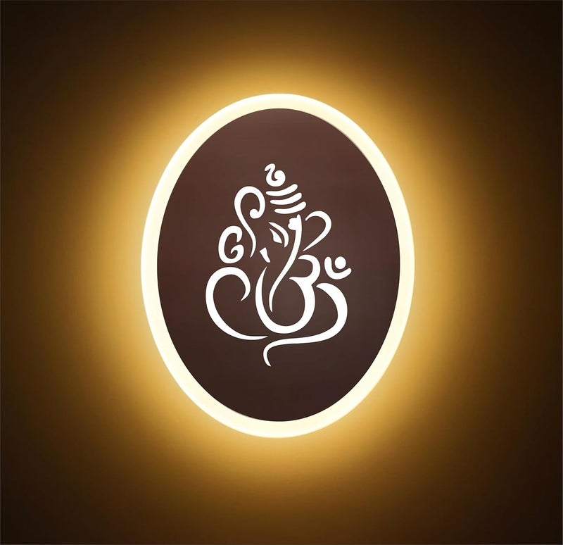 Lamp master Ganpati LED Wall Light - Rose Gold & Frosted Acrylic | 23cm | Warm White | Ideal for Temple, Living Room, Bedroom, Pooja Room, Mandir, Shops, Hotel (Oval - Ganesh - Rose Gold - P2) - Image 3