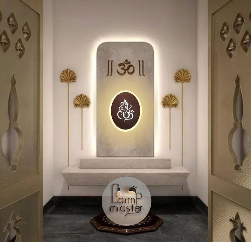 Lamp master Ganpati LED Wall Light - Rose Gold & Frosted Acrylic | 23cm | Warm White | Ideal for Temple, Living Room, Bedroom, Pooja Room, Mandir, Shops, Hotel (Oval - Ganesh - Rose Gold - P2) - Image 4