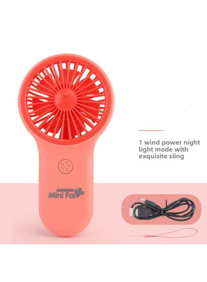 general Handheld Charging Mini Silent Usb Fan Student Office Portable Small Fan Outdoor Wholesale-Color:Orange Fresh Style - Image 1
