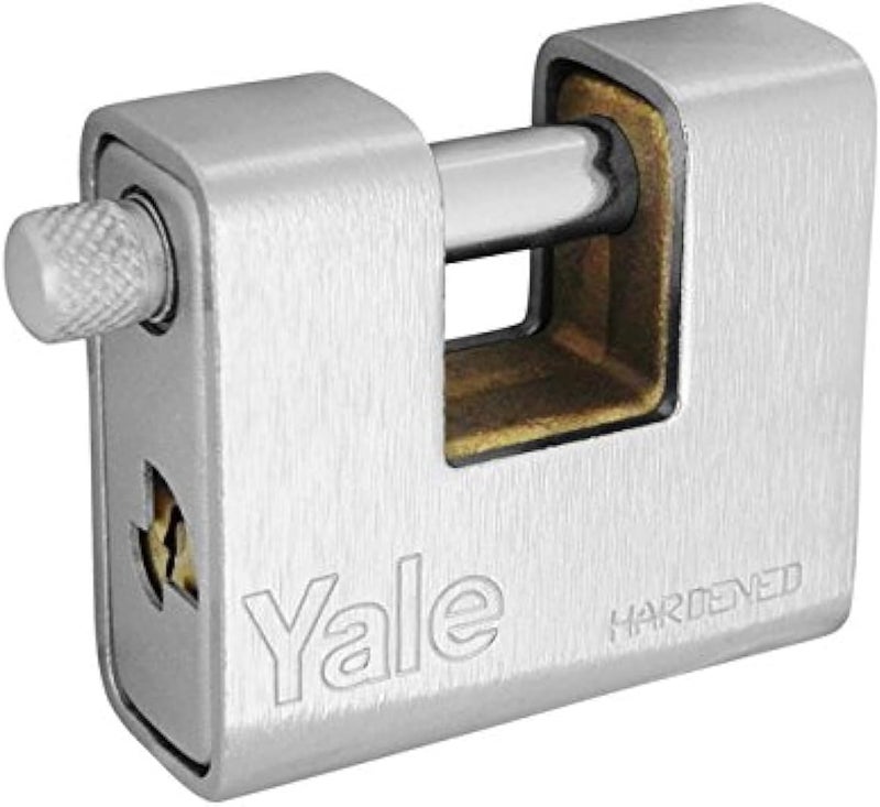 Yale 160ME Armoured Padlock, 90 mm Solid Brass Body with Hardened Chrome-Plated Steel Cover, Hardened Steel Shackle, Anti-Drill Keyway, Re-Keyable, Weather-Ready for Indoor and Outdoor Use