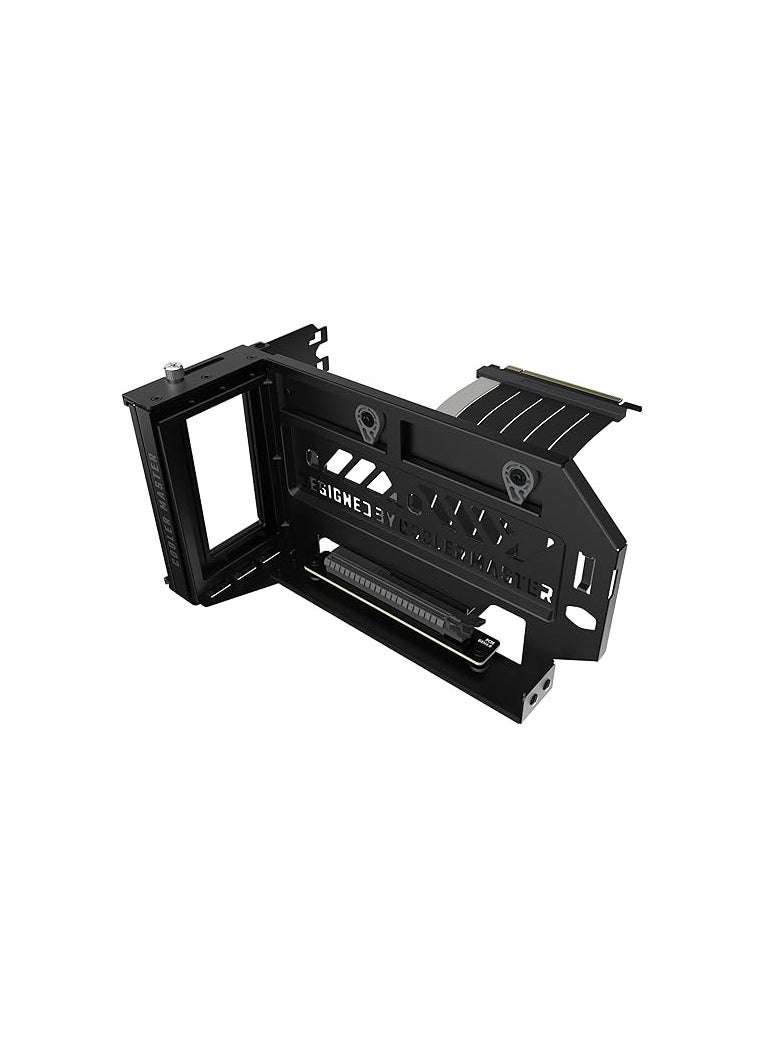 كولر ماستر طقم حامل وحدة معالجة الرسوميات الرأسي Cooler Master V3، لهيكل الكمبيوتر E-ATX/ATX/mATX وأجهزة PCI-E 4.0، حامل بطاقة فيديو معياري قابل للتعديل، دعامة فولاذية سميكة من SGCC، كابل رفع 165 مم متضمن - أسود  - Image 1