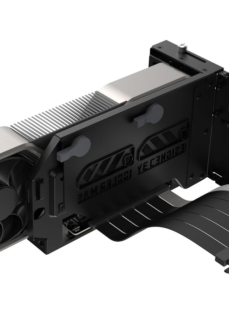 كولر ماستر طقم حامل وحدة معالجة الرسوميات الرأسي Cooler Master V3، لهيكل الكمبيوتر E-ATX/ATX/mATX وأجهزة PCI-E 4.0، حامل بطاقة فيديو معياري قابل للتعديل، دعامة فولاذية سميكة من SGCC، كابل رفع 165 مم متضمن - أسود  - Image 2