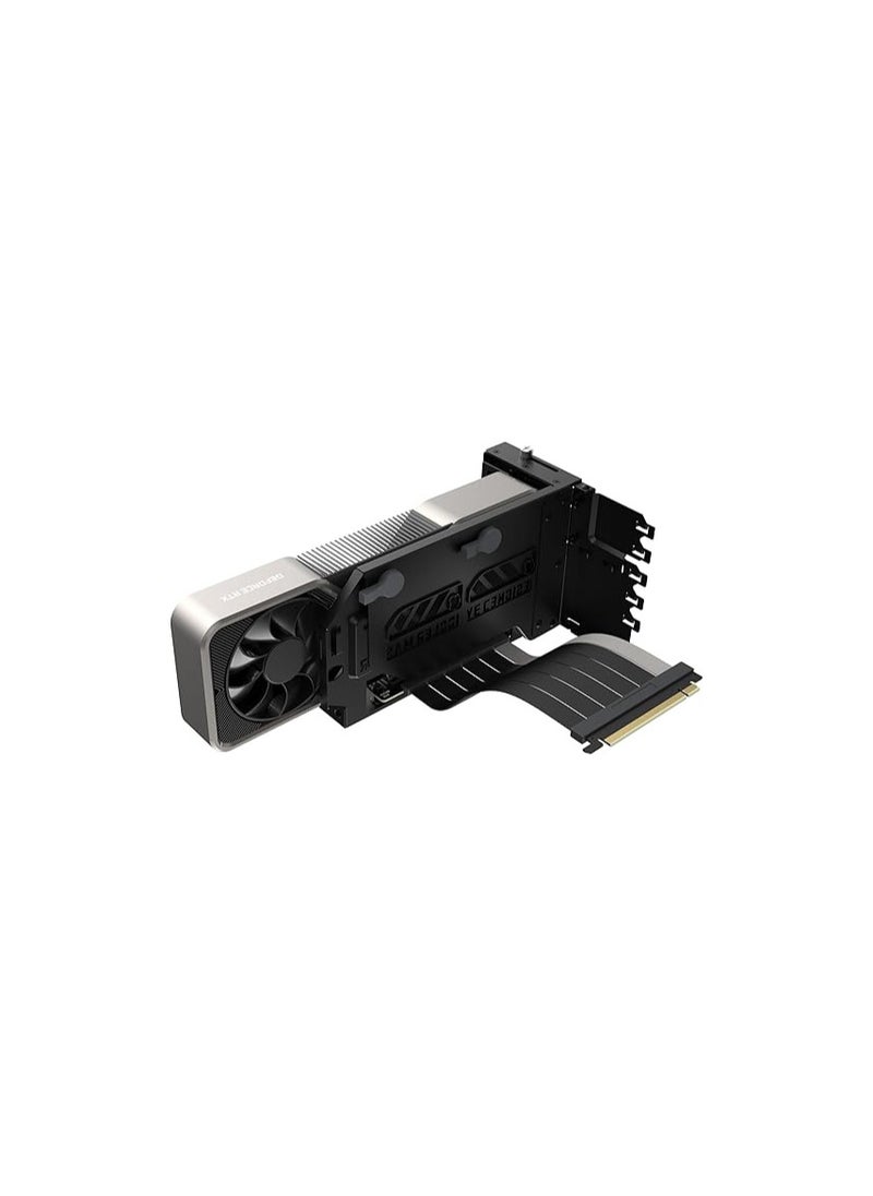 كولر ماستر طقم حامل وحدة معالجة الرسوميات الرأسي Cooler Master V3، لهيكل الكمبيوتر E-ATX/ATX/mATX وأجهزة PCI-E 4.0، حامل بطاقة فيديو معياري قابل للتعديل، دعامة فولاذية سميكة من SGCC، كابل رفع 165 مم متضمن - أسود  - Image 4