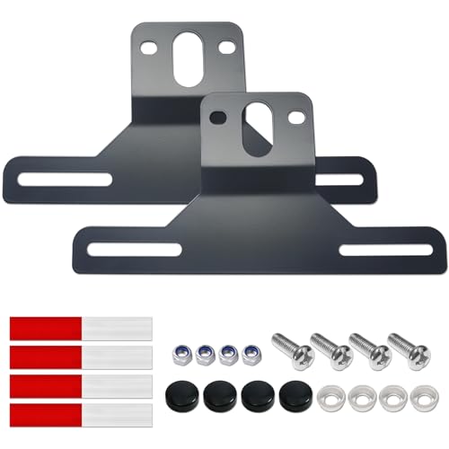 ZXFOOG Trailer License Plate Bracket Holders Black Stainless Steel Metal Car Tag Frame for TruckRVsBoats Universal License Plate Light Mounting Kit with Screw Caps 2 Pack - Image 1