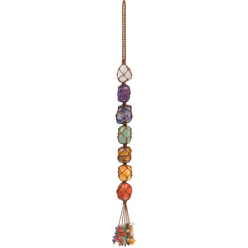 weryerker Handmade Crystal Window Car Hanging Ornaments 7 Chakra Home Decoration Feng Shui Ornament Yoga Meditation Car Decoration Tumbled Palm Stones - Image 1