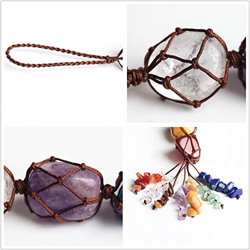 weryerker Handmade Crystal Window Car Hanging Ornaments 7 Chakra Home Decoration Feng Shui Ornament Yoga Meditation Car Decoration Tumbled Palm Stones - Image 5