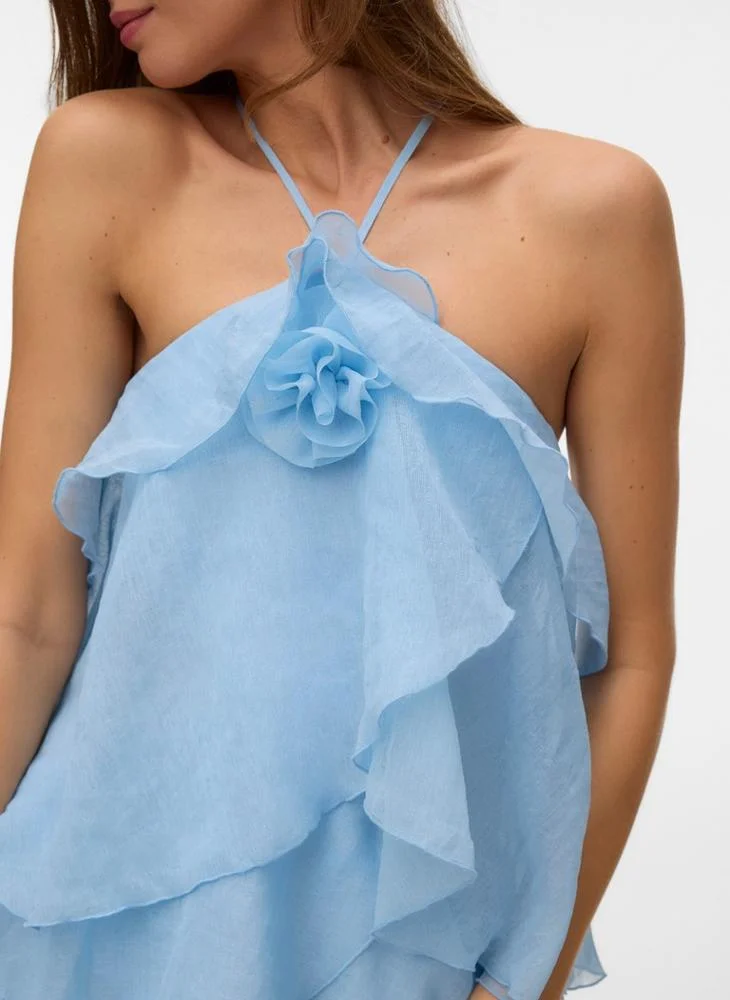 Vero Moda  Vmdelilah Halterneck Ruffle Dress for Women | Best Price UAE