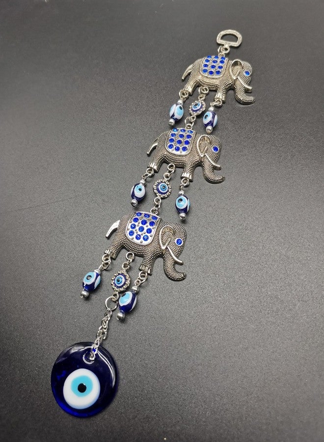 Persofine Blue Evil Eye Wall Hanging Pendant Decor,Turkish Nazar Amulet Elephant Decor for Home - Image 3