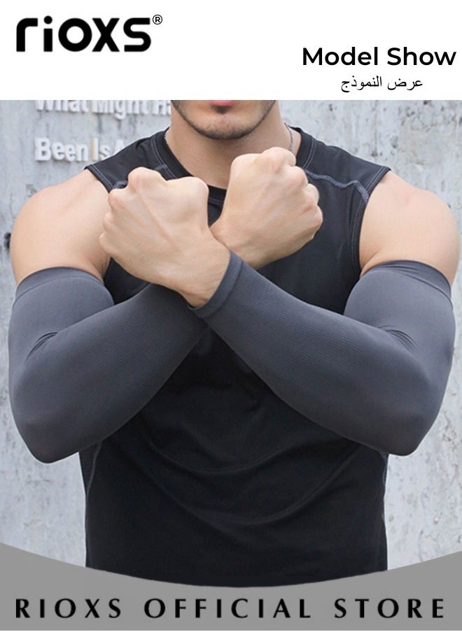 RIOXS 3 Pairs Summer Sunscreen Sleeve Cover Ice Silk UV Protection Arm Cover Cooling Compression Arm Cover for Mens and Womens Sports Gloves Arm Cover Sleeve  - Image 5