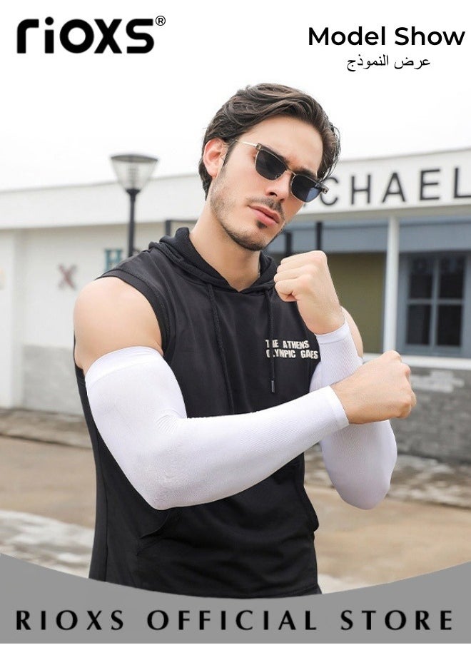 RIOXS 3 Pairs Summer Sunscreen Sleeve Cover Ice Silk UV Protection Arm Cover Cooling Compression Arm Cover for Mens and Womens Sports Gloves Arm Cover Sleeve  - Image 4